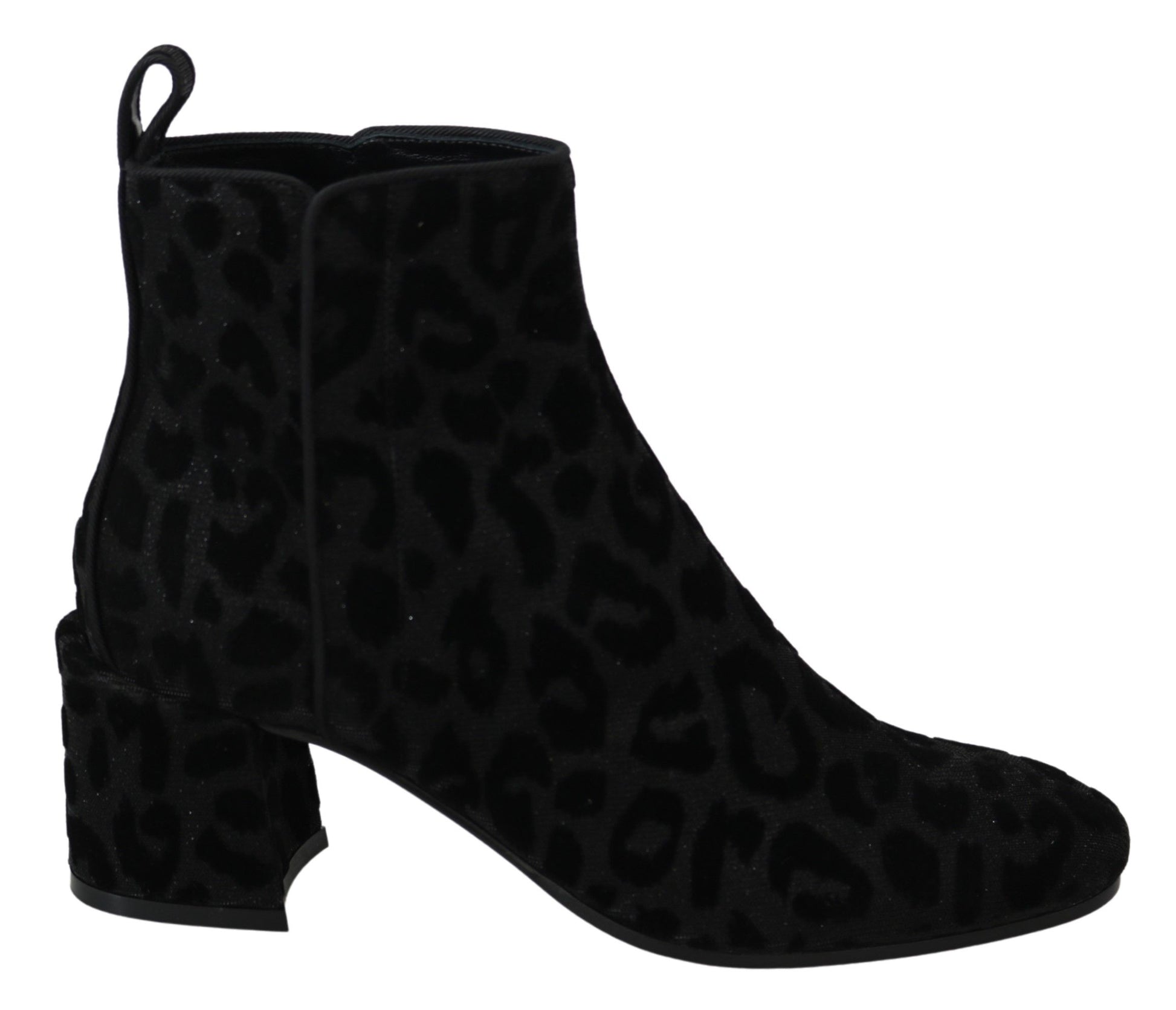 Elegant Black Leopard Print Short Boots