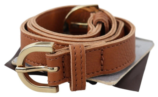 Elegant Brown Leather Double Buckle Belt