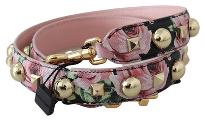 Lederarmband mit floralen Goldnieten in Rosa