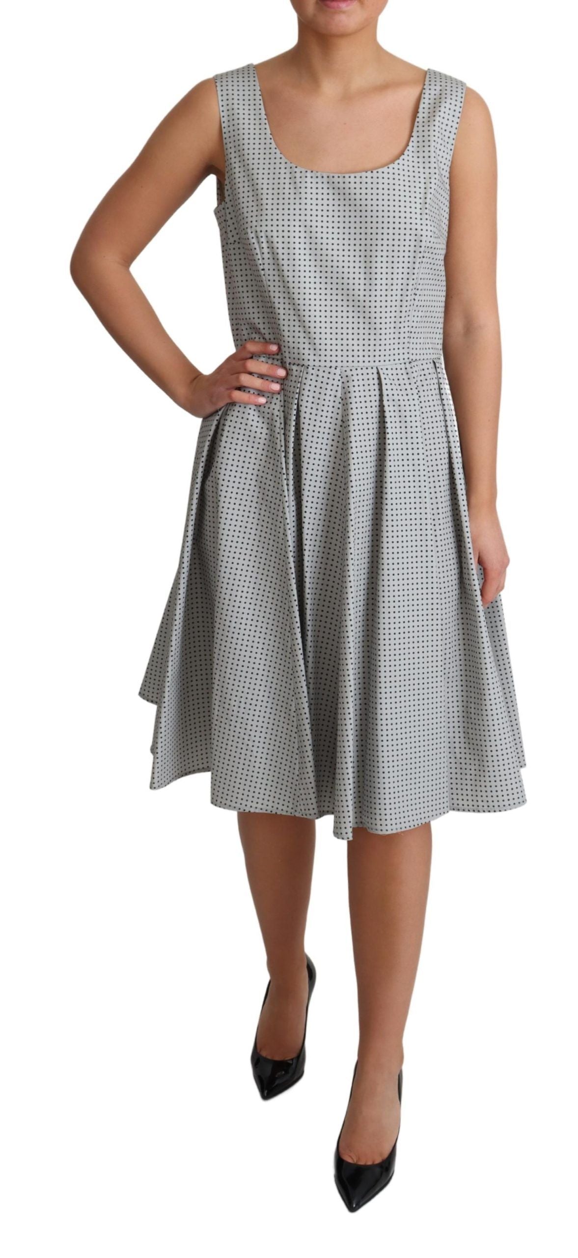 Schickes ärmelloses A-Linien-Kleid mit Polka Dots