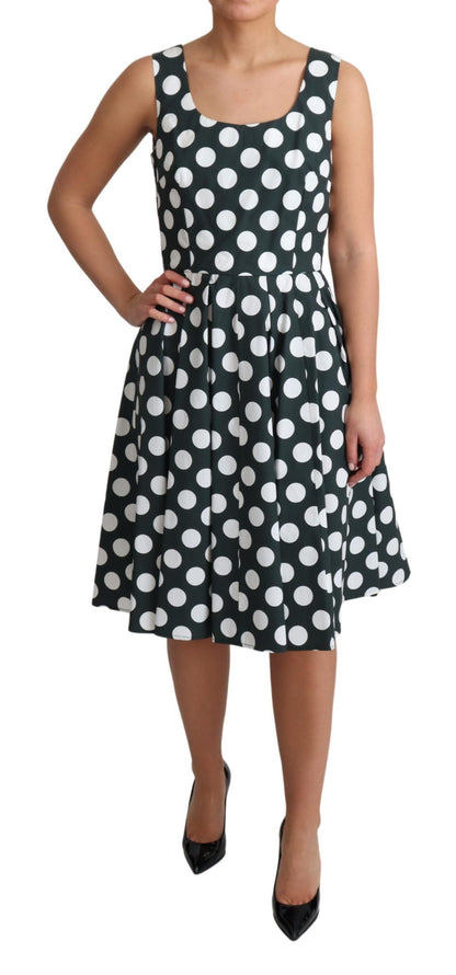 Schickes ärmelloses Kleid in A-Linie mit Polka Dot-Muster