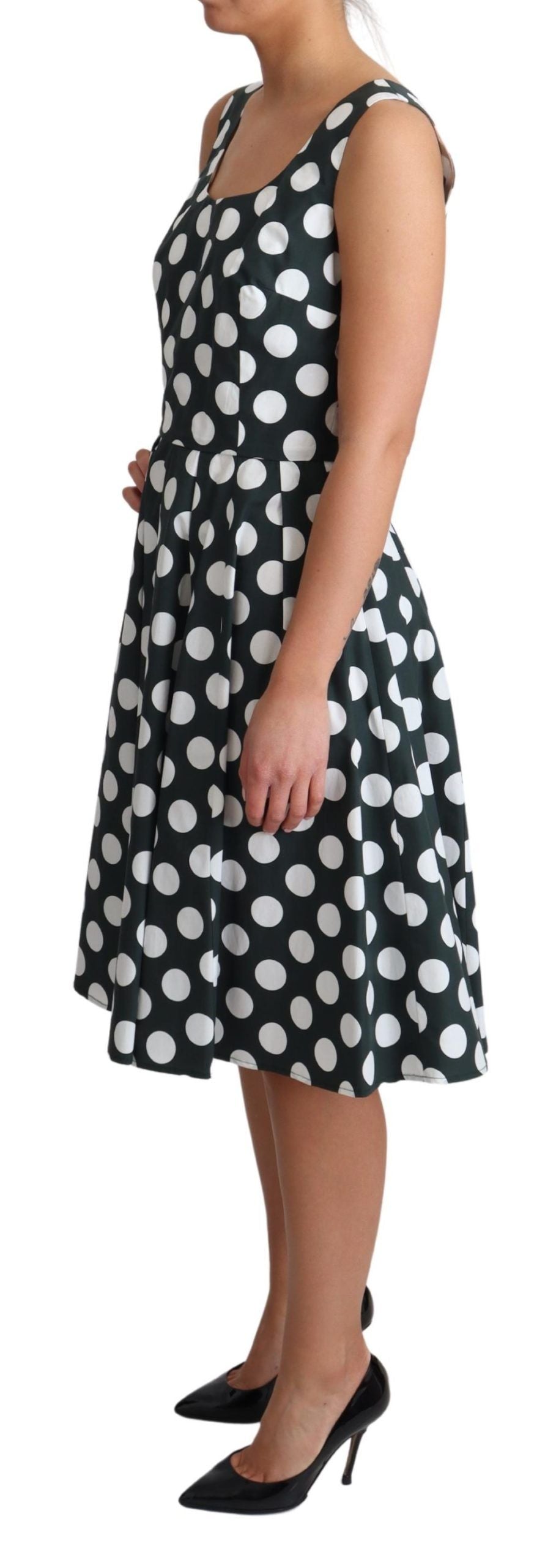 Schickes ärmelloses Kleid in A-Linie mit Polka Dot-Muster