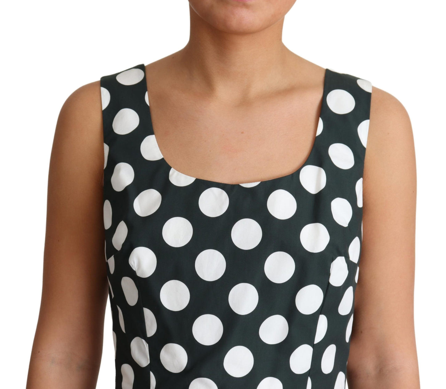 Schickes ärmelloses Kleid in A-Linie mit Polka Dot-Muster