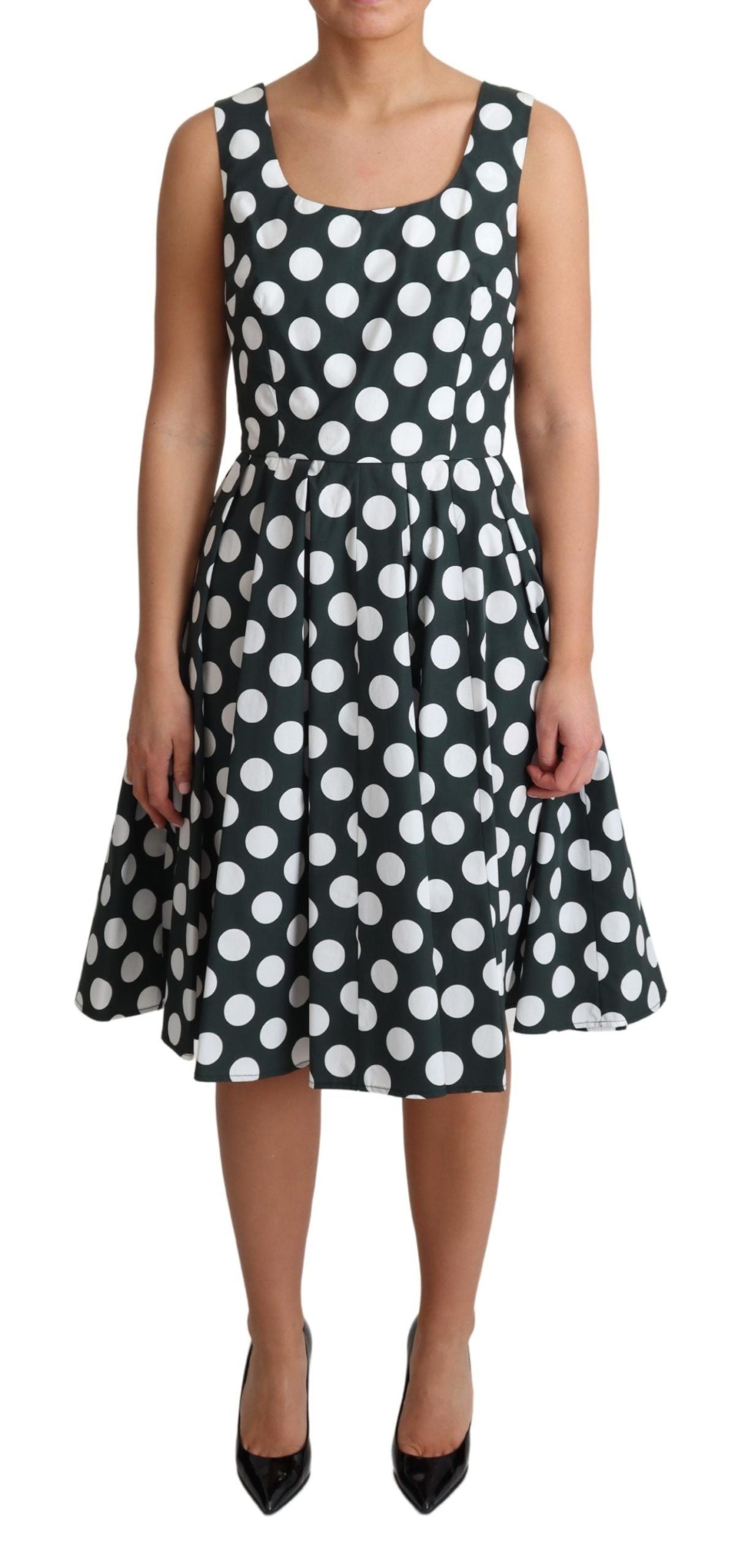 Schickes ärmelloses Kleid in A-Linie mit Polka Dot-Muster