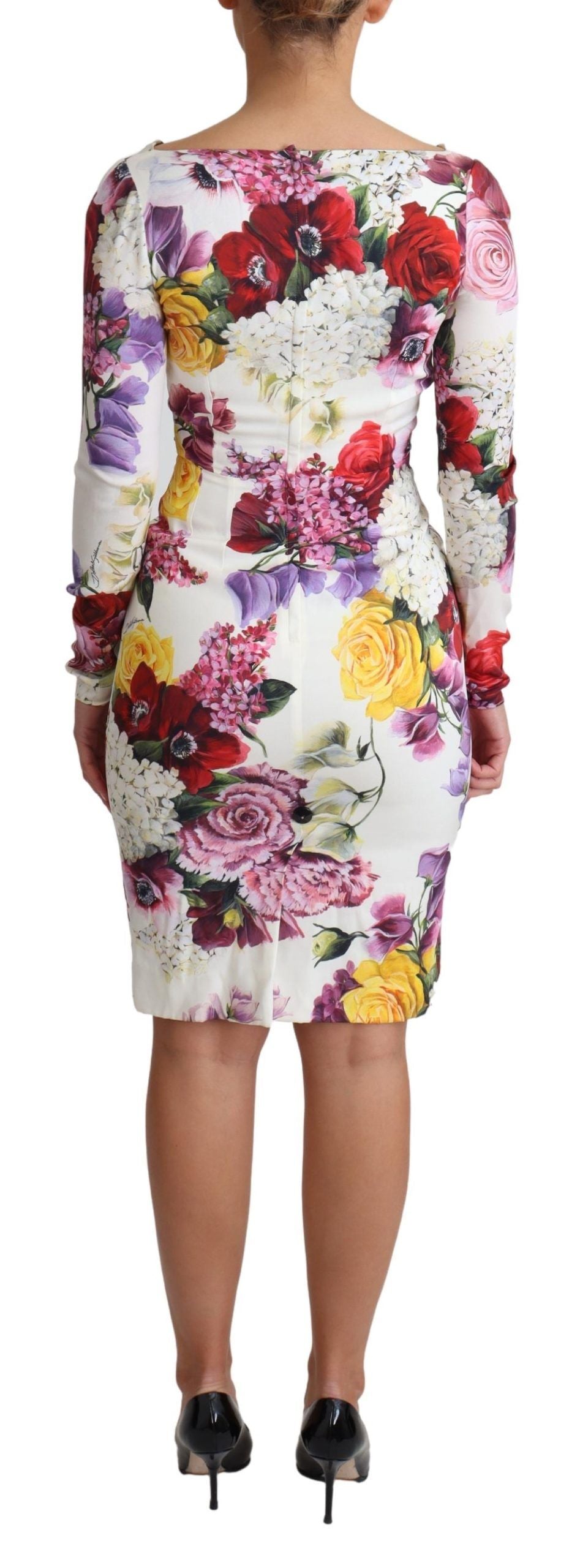 Elegant Floral Sheath Silk Dress