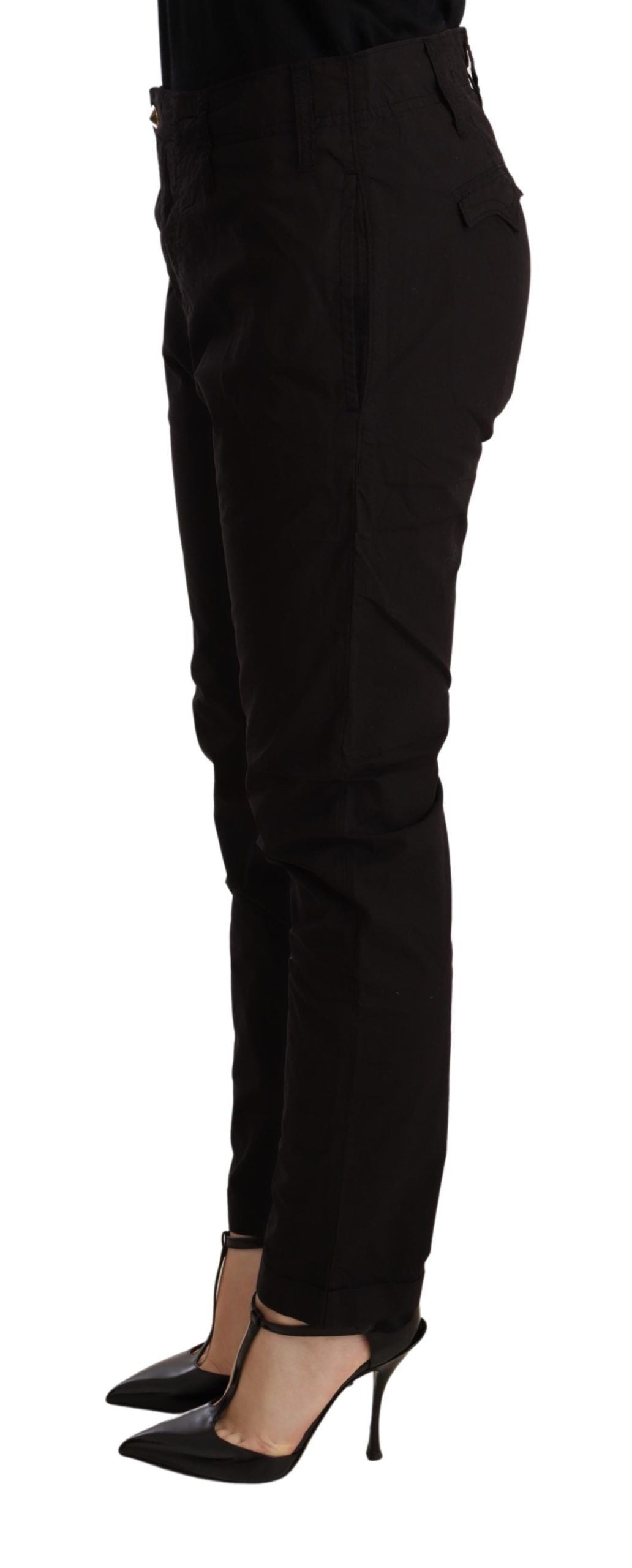 Elegante schwarze Baggy-Hose aus Baumwolle