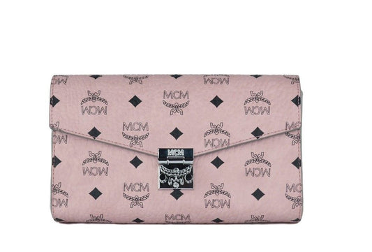 Mittelgroße Clutch aus weichem rosafarbenem Leder mit Signatur-Diamant-Logo