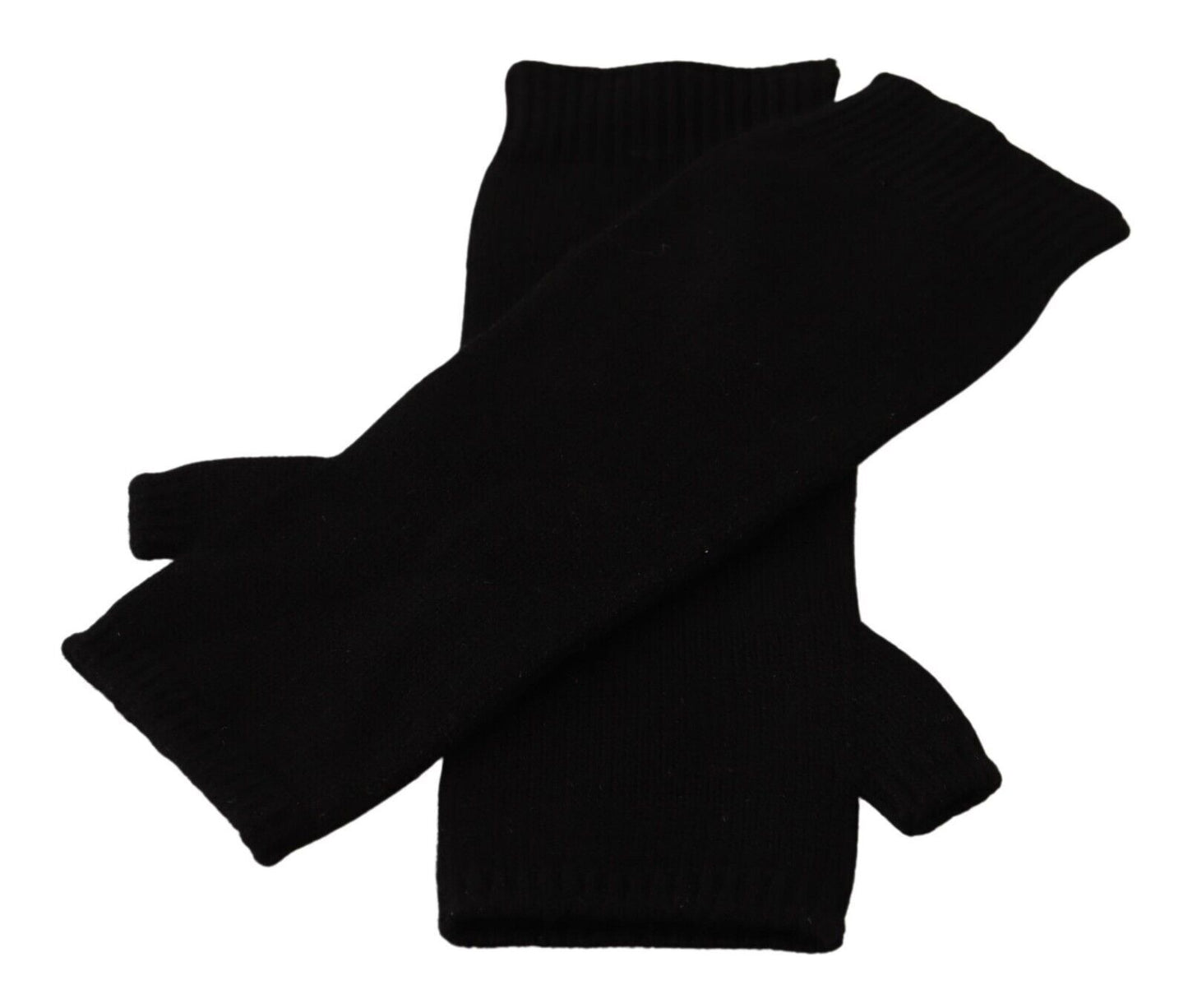 Elegante schwarze fingerlose Handschuhe aus Kaschmir