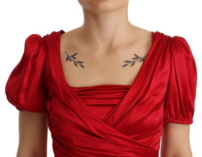 Elegantes rotes Meerjungfrauenkleid aus Stretch-Seide