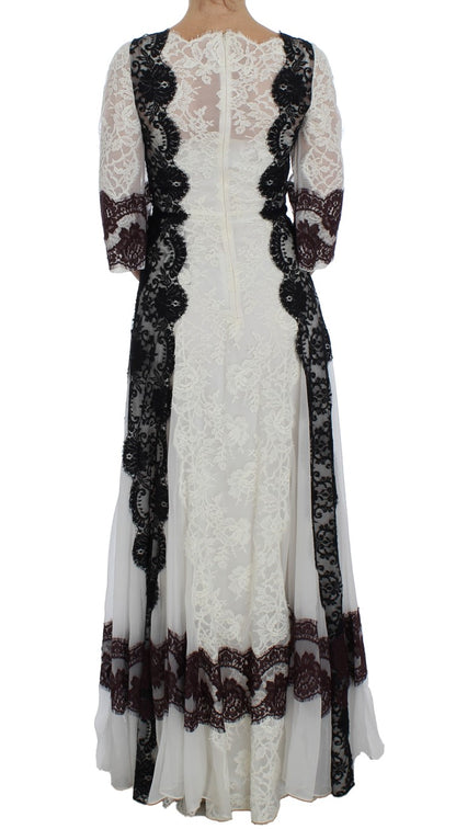 Floral Lace Silk Blend Maxi Dress