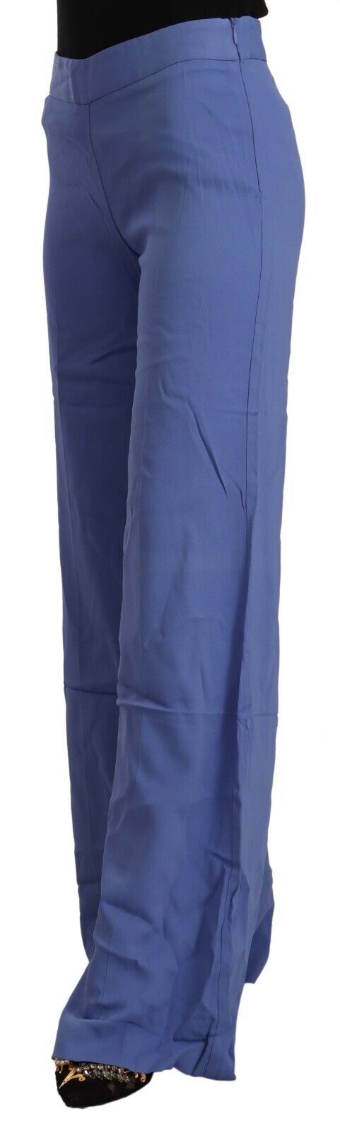 Schicke blaue Hose mit weitem Bein und hoher Taille