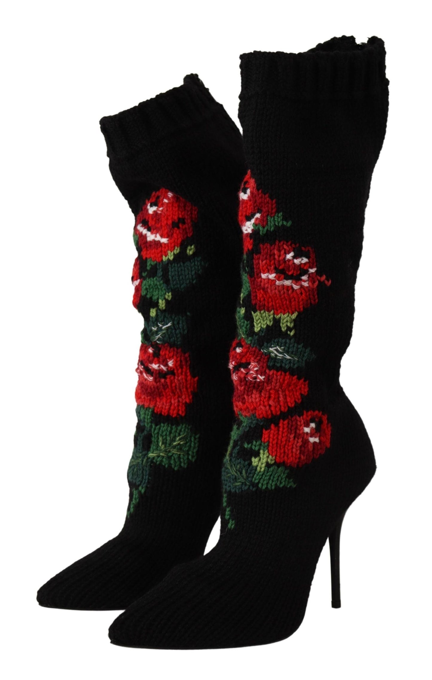 Elegante Sock Boots mit roten Rosen