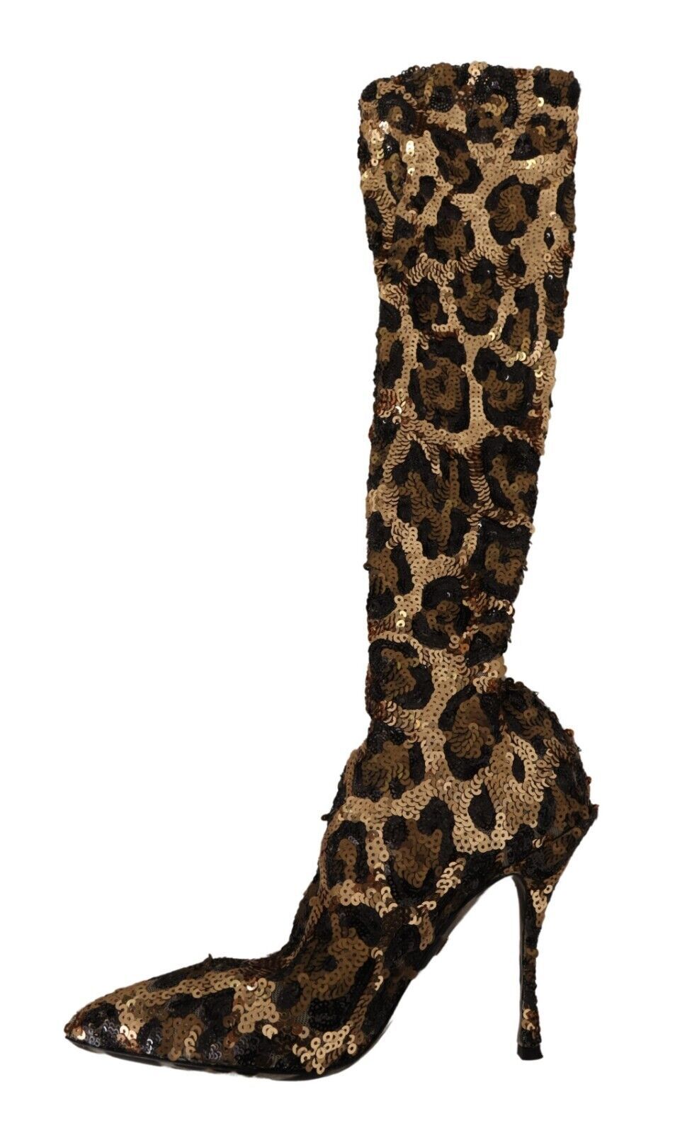 Elegante kniehohe Stiefel mit Leoparden-Pailletten