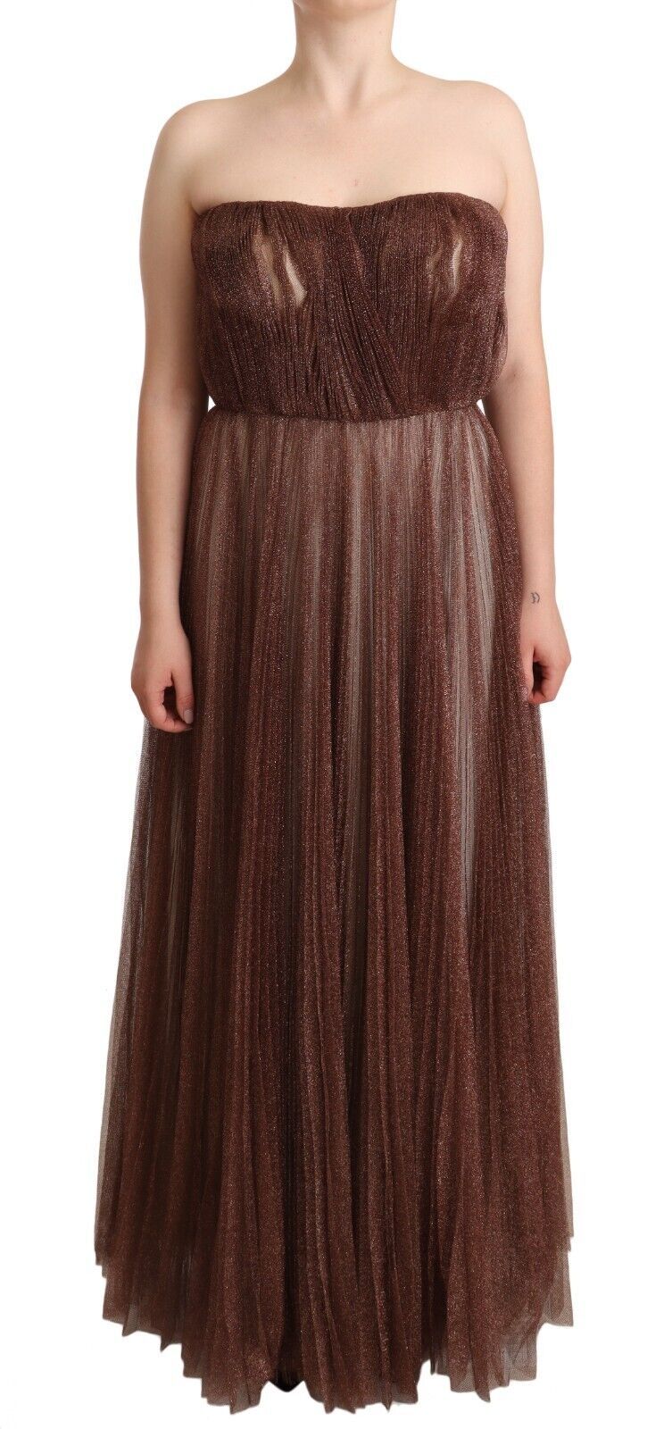 Elegantes langes Kleid in Metallic-Bronze