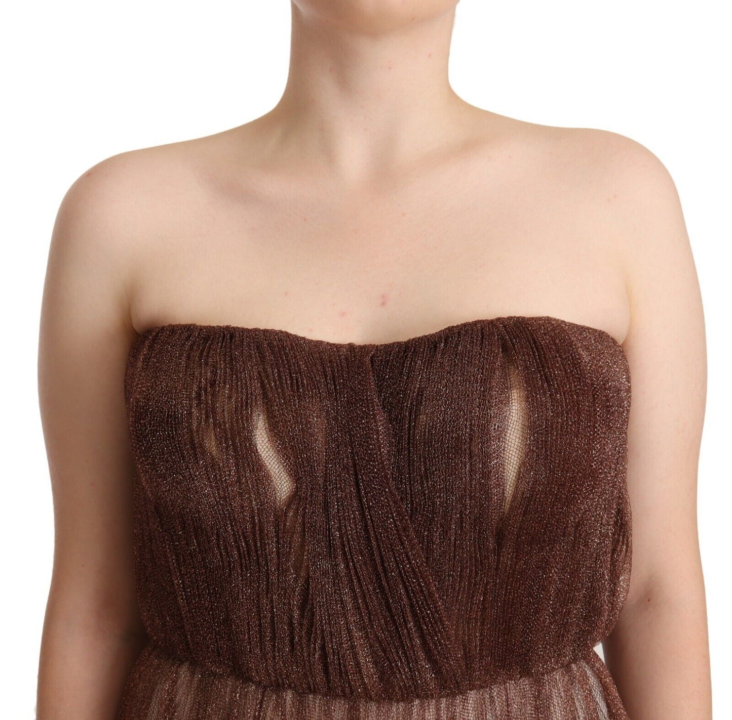 Elegantes langes Kleid in Metallic-Bronze