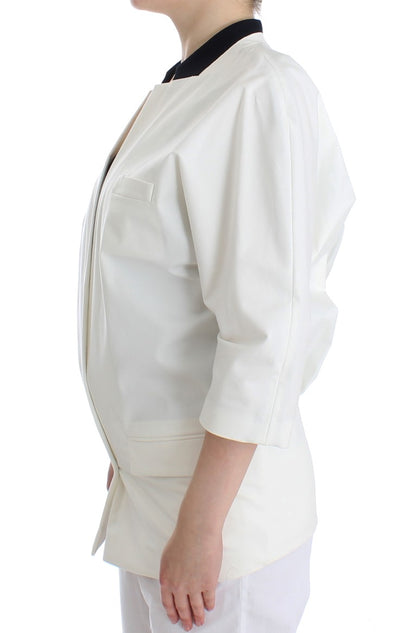 Chic White Cotton Blend Blazer