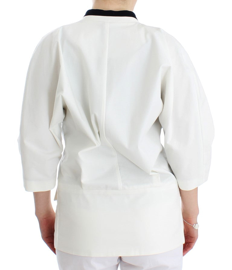 Chic White Cotton Blend Blazer