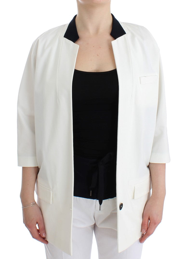 Chic White Cotton Blend Blazer