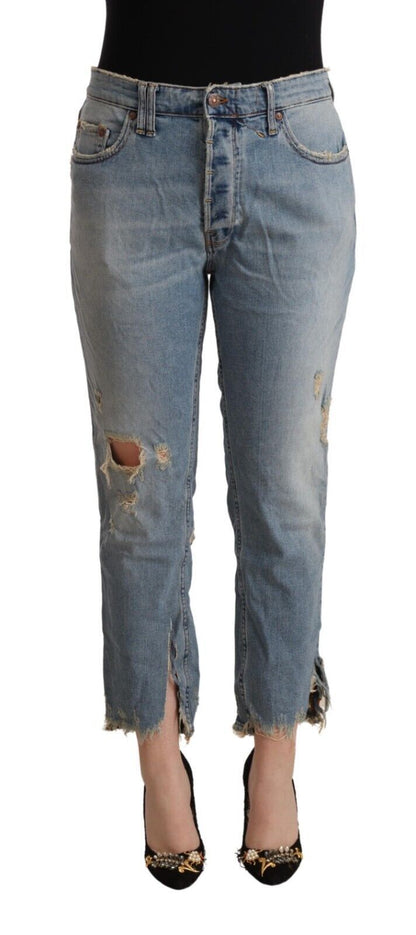 Schicker Distressed-Crop-Denim mit mittlerer Taille