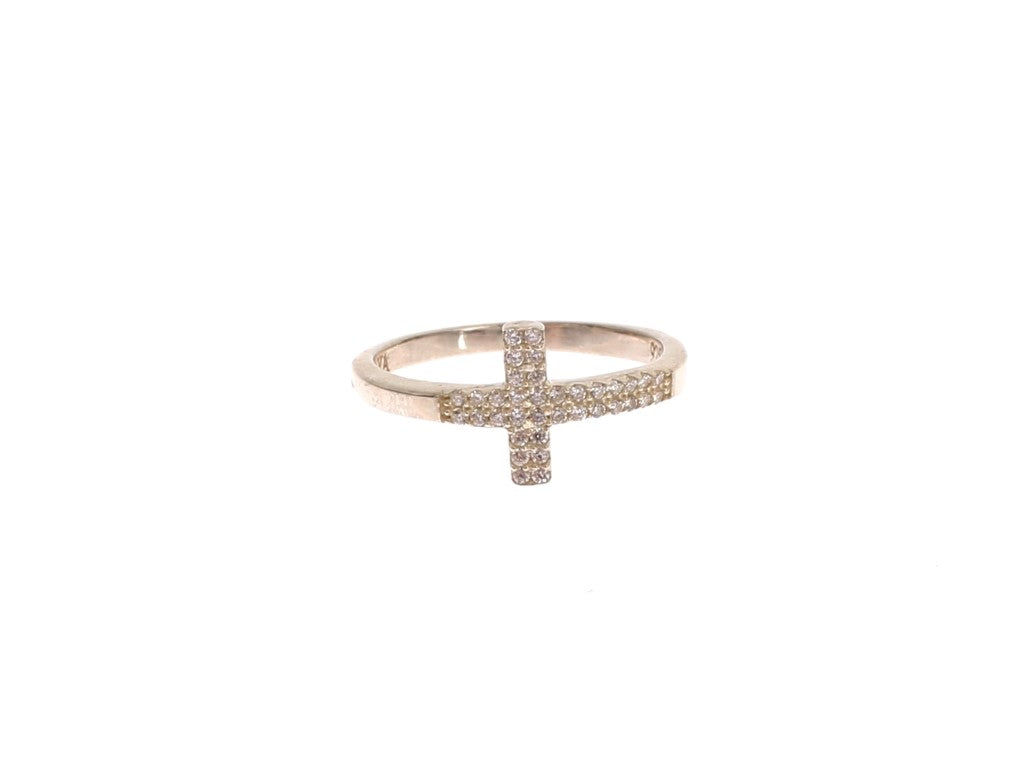 Statement-Ring mit Kreuz aus Silber mit Zirkonia