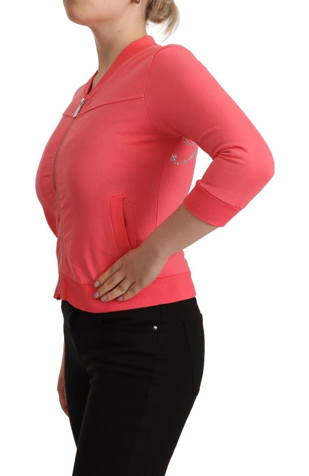 Elegant Pink Full Zip Sweater