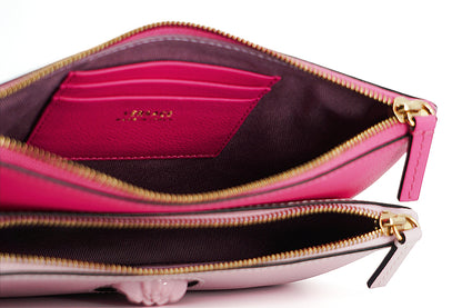 Elegant Pink Leather Pouch Clutch