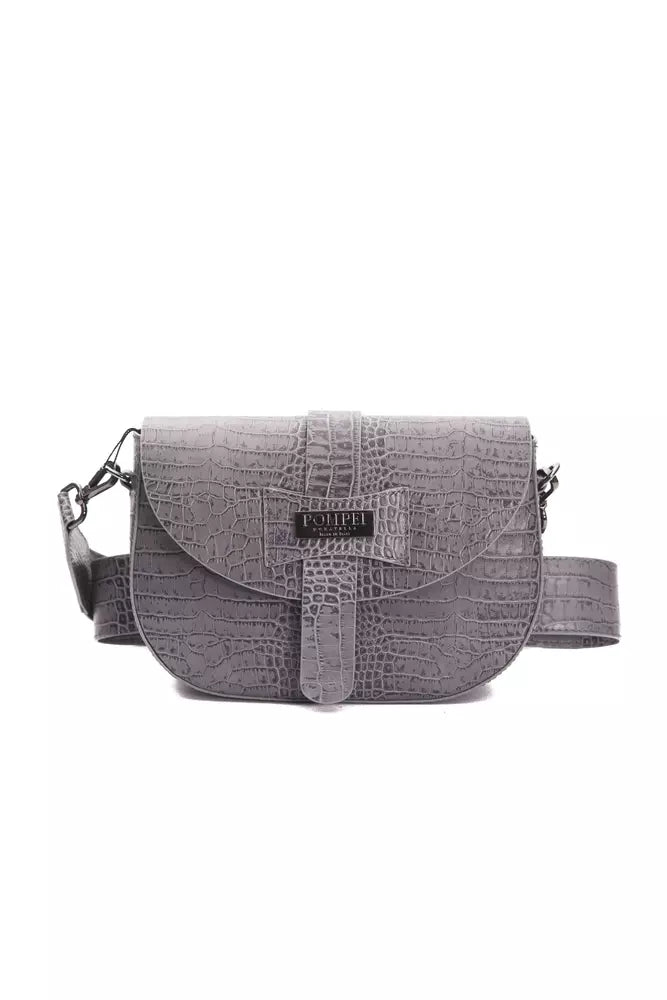 Gray Leather Women Crossbody Bag