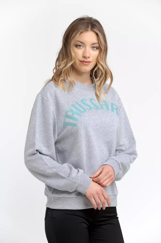 Grauer Baumwollpullover für Damen