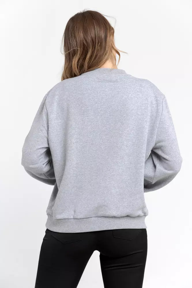 Grauer Baumwollpullover für Damen