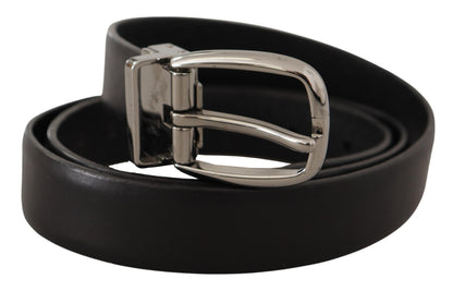 Elegant Black Leather Designer Belt