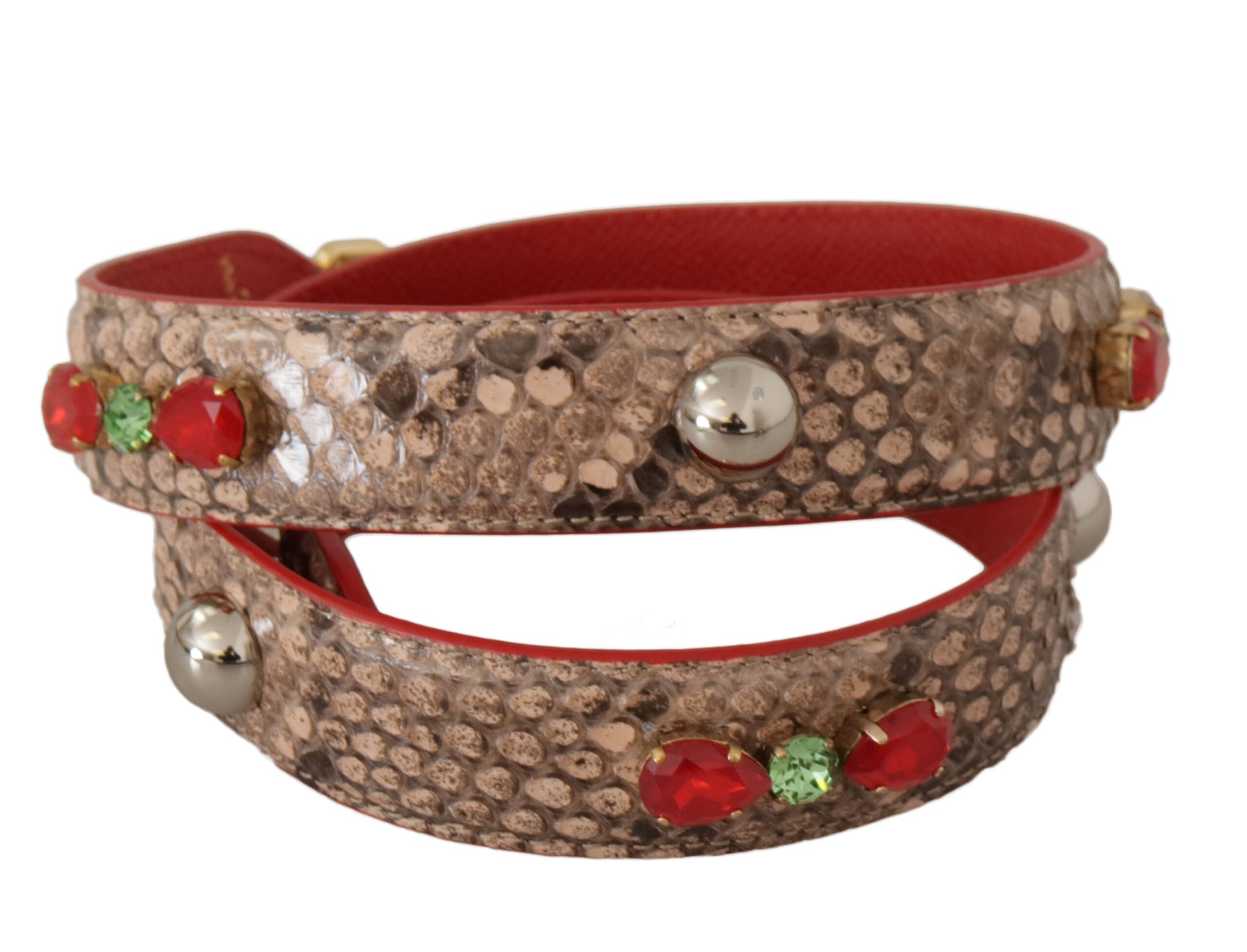 Chic Brown Python Leather Bag Strap