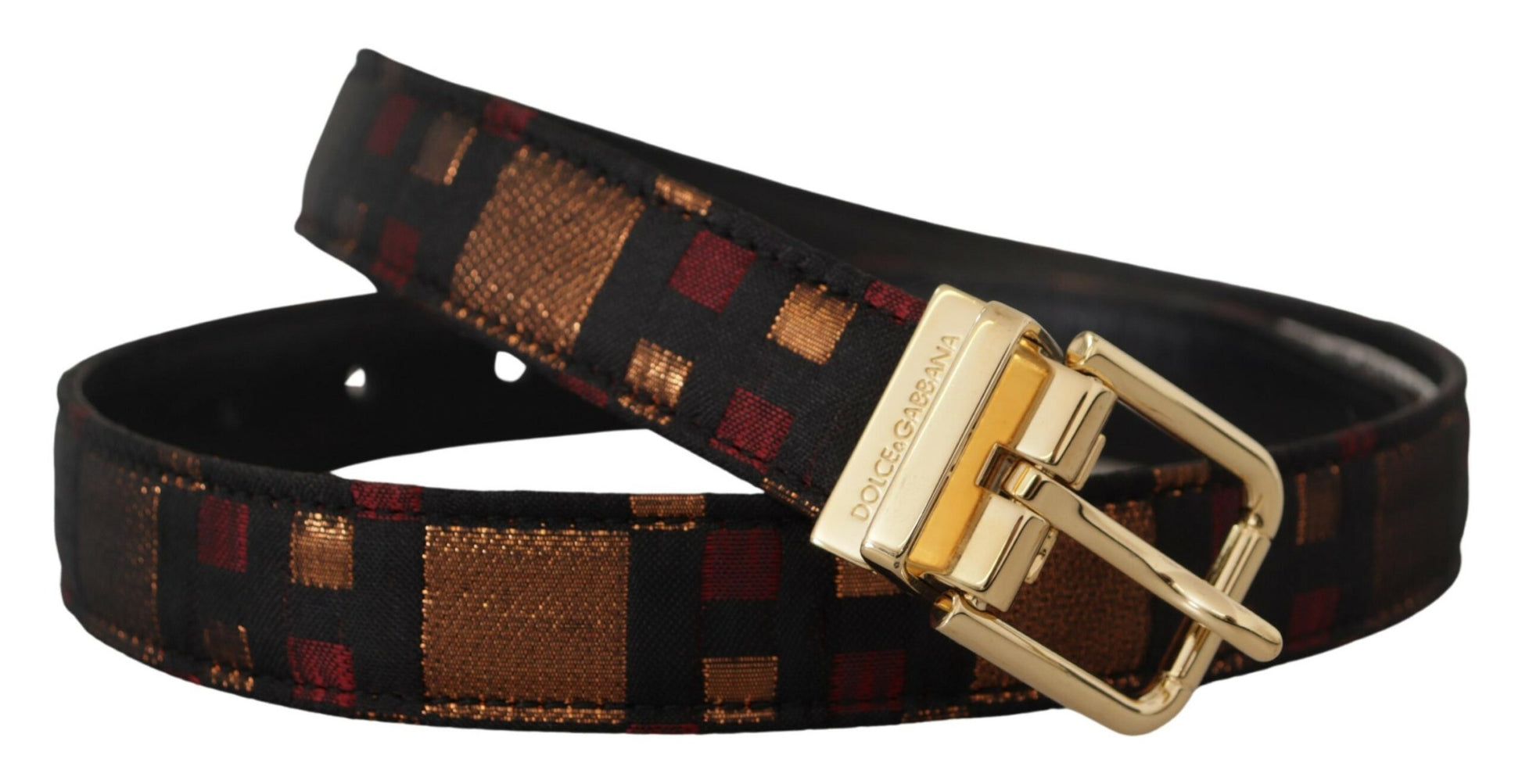 Multicolor Leather Belt with Gold Buckle