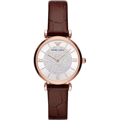 Elegante bordeauxfarbene Lederuhr für Damen