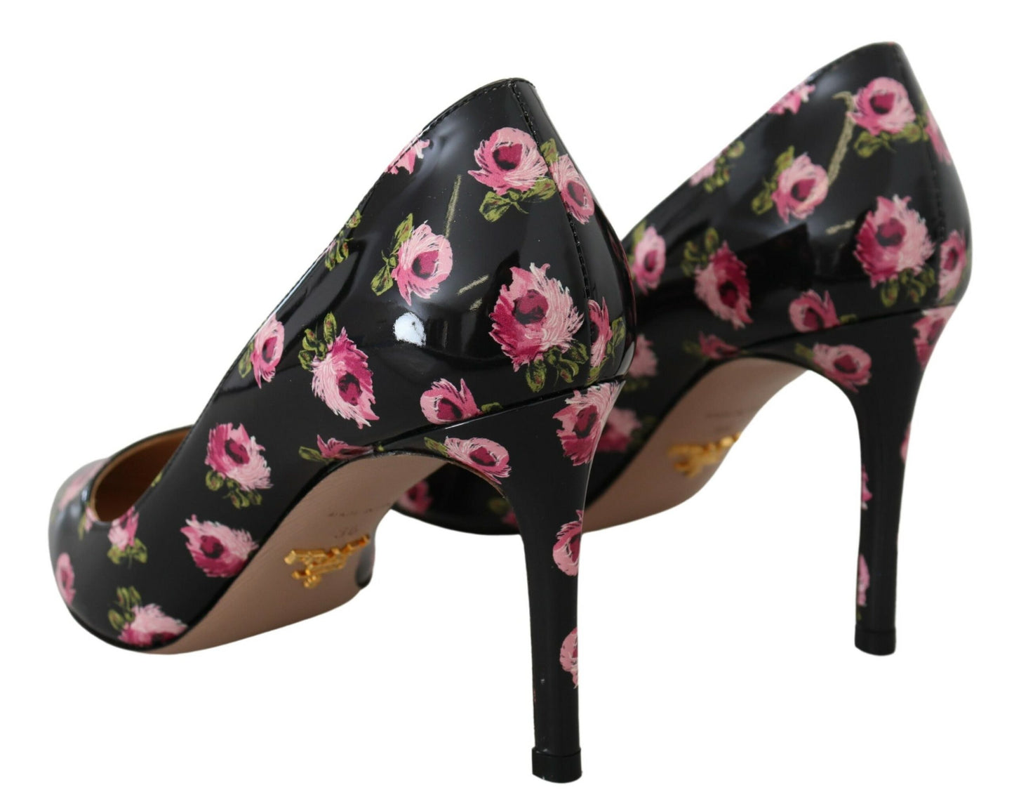 Elegante Pumps aus Leder mit Blumenmuster