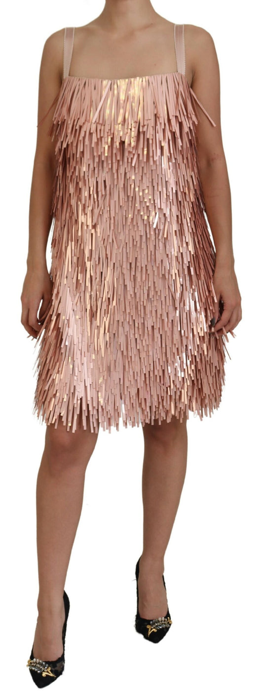 Elegant Pink A-Line Tinsel Dress