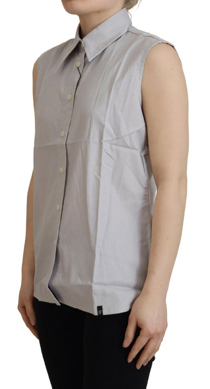 Elegant Sleeveless Cotton Polo Top