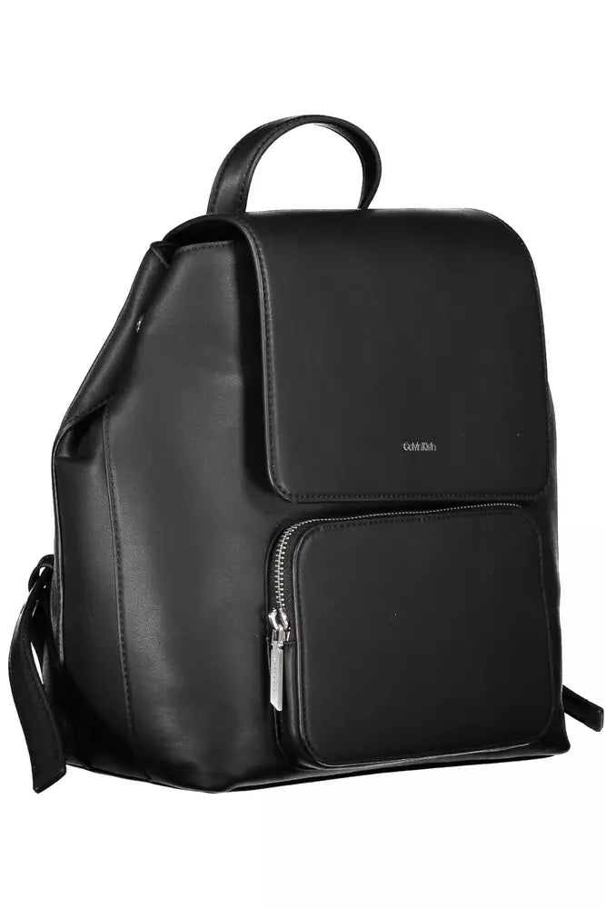 Black Polyester Women Backpack