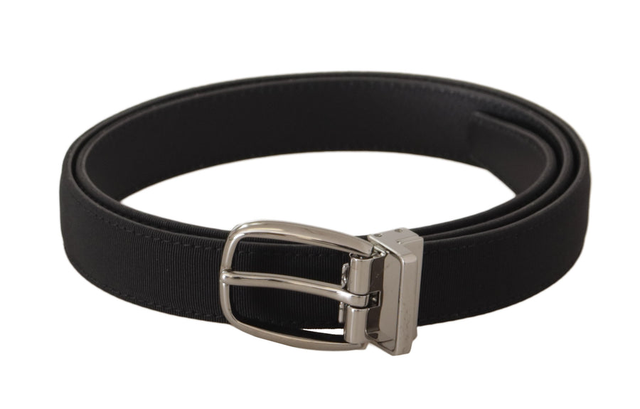 Elegant Black Canvas & Leather Belt