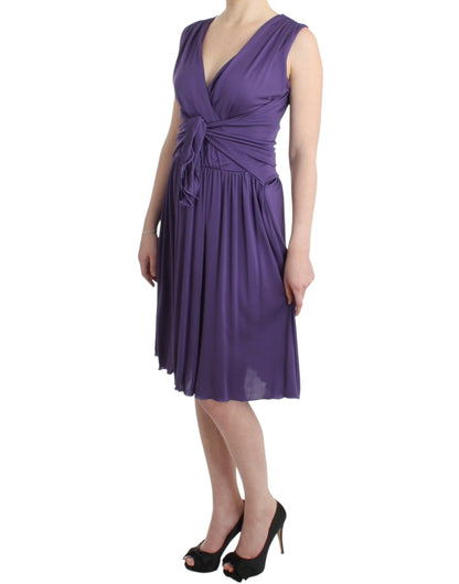 Elegant Purple Knee-Length Jersey Dress