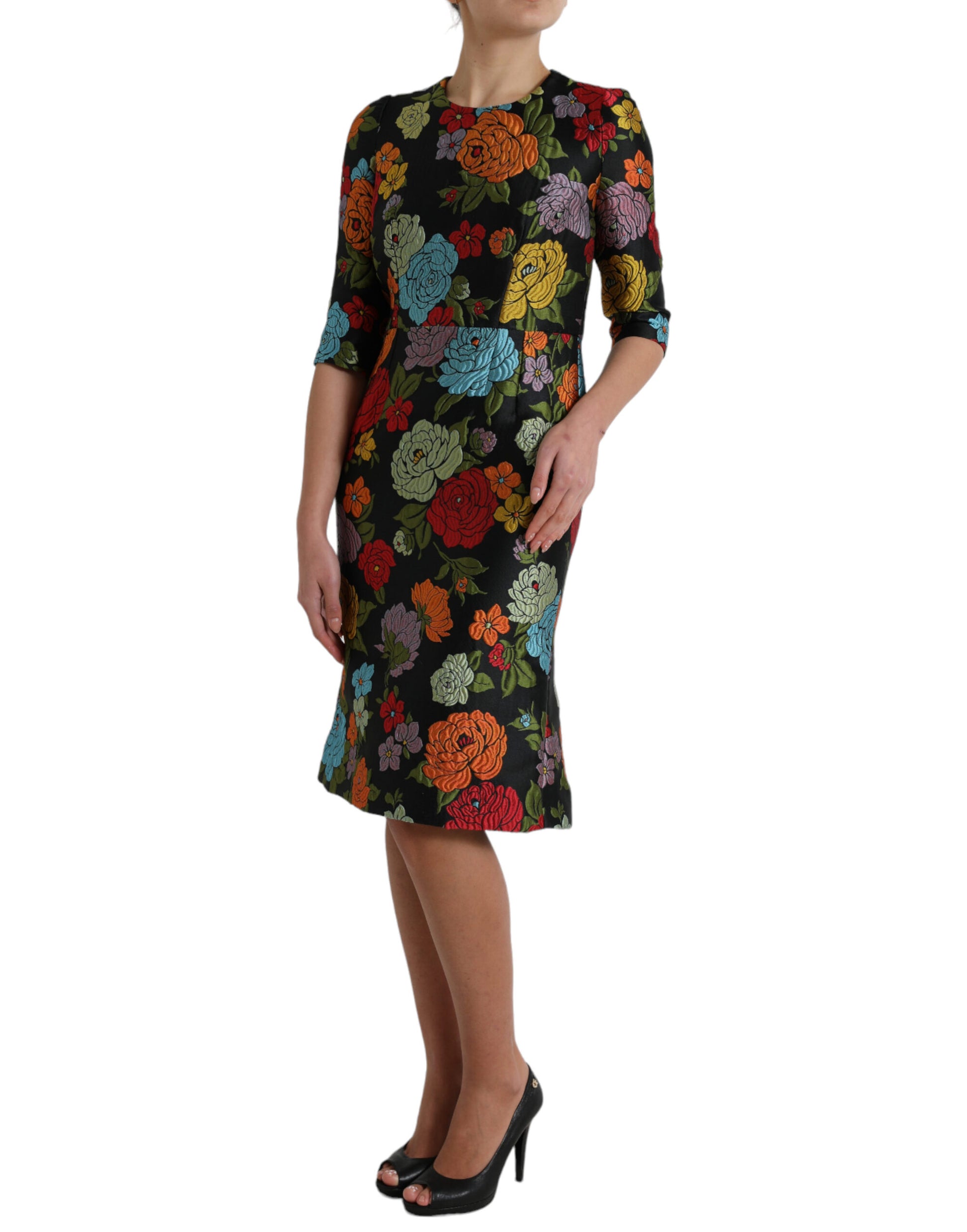 Elegantes Bleistiftkleid mit Blumenstickerei