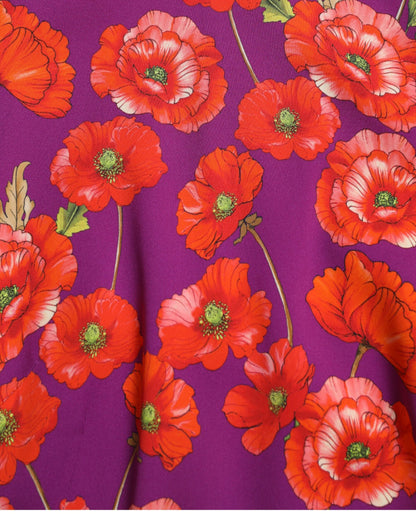 Vibrant Floral Silk Charmeuse Dress