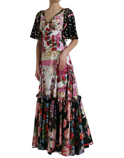 Elegantes Maxikleid aus Seide mit Blumenmuster