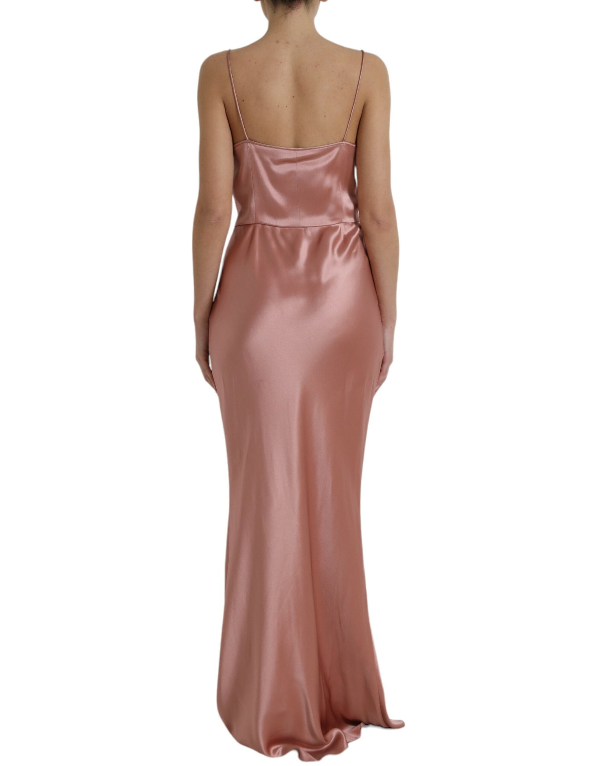 Elegantes langes Seidenkleid in Rosa