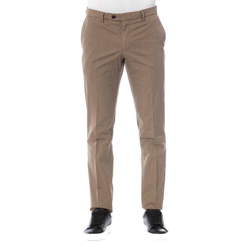 Brown Cotton Men Trouser