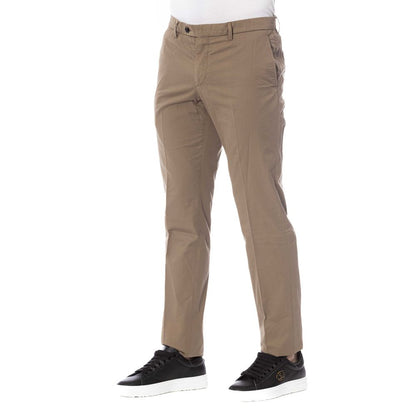 Brown Cotton Men Trouser