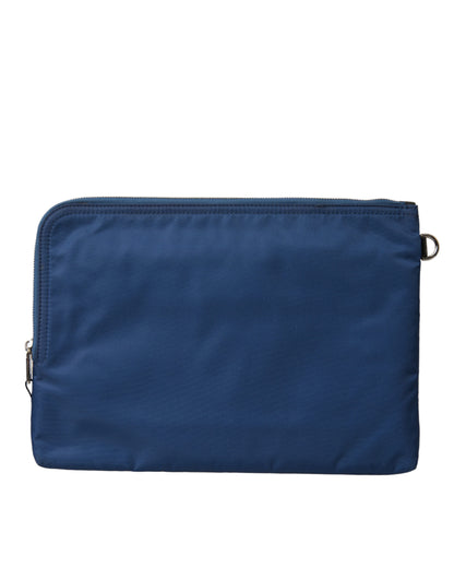 Elegante blaue Nylon-Clutch mit Reißverschluss