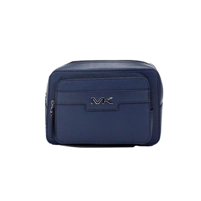 Cooper Small Gürteltasche aus glattem Leder mit Doppelreißverschluss in Marineblau