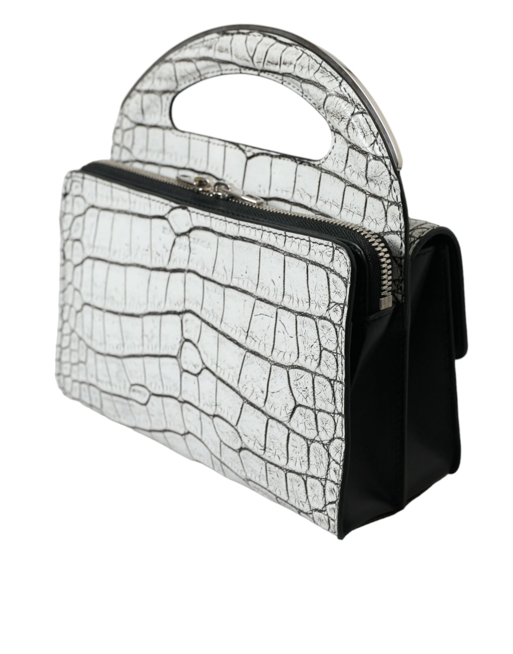 Mini-Tasche aus Alligatorleder in Metallic-Silber