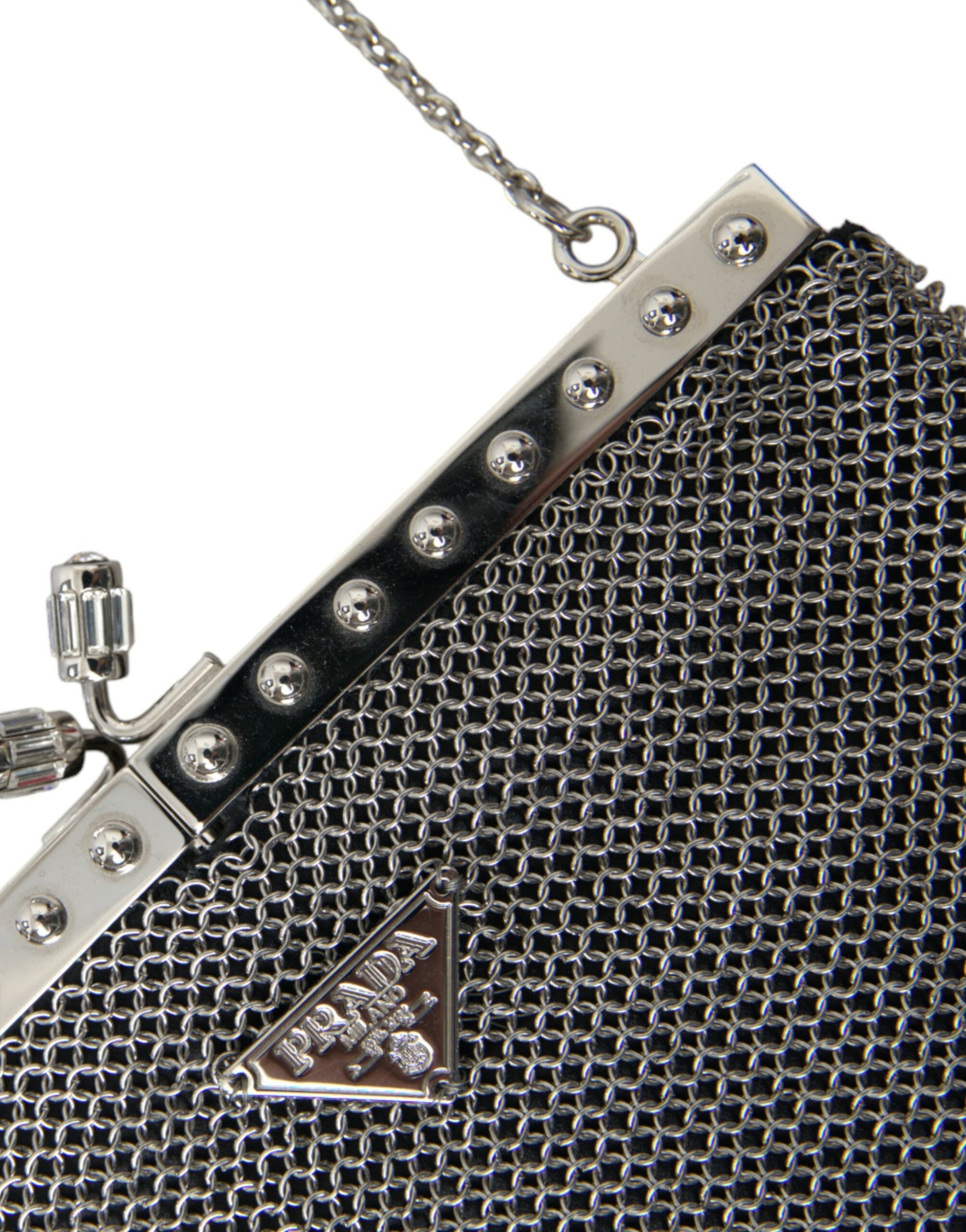 Elegante silberne Mesh-Schulter-Abendtasche