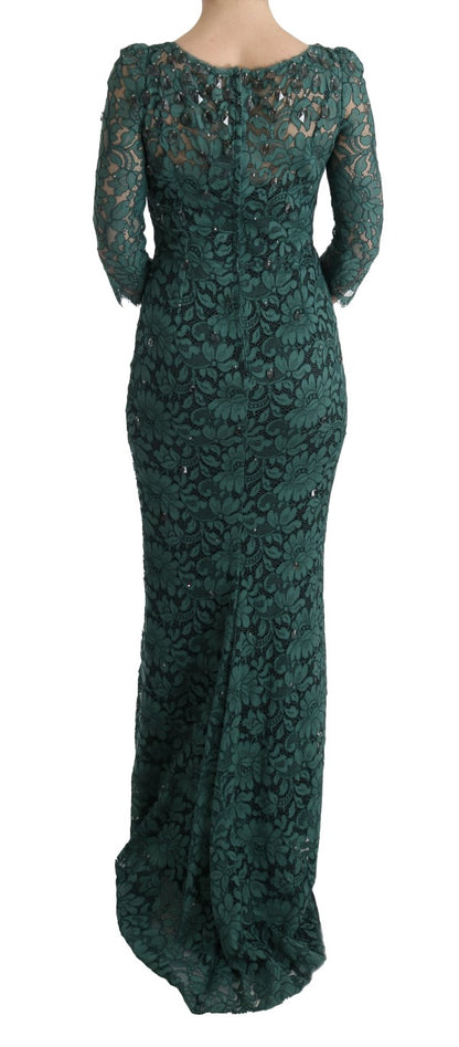 Elegant Green Crystal Embellished Sheath Dress